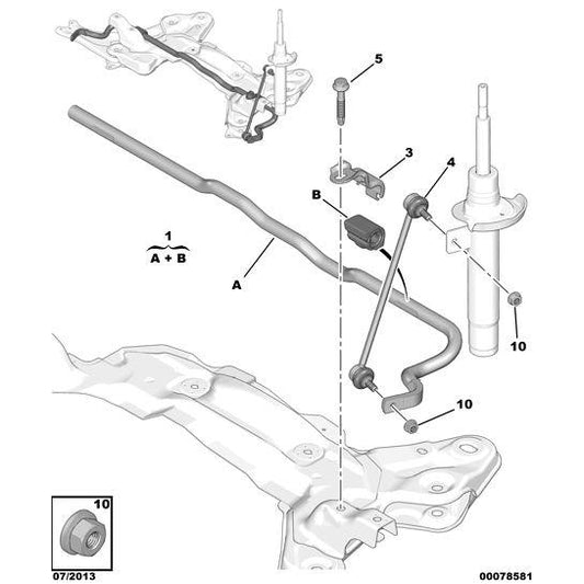 Genuine Citroen Ds3 2010-2022 Petrol Front Anti-Roll Bar | 9674746380