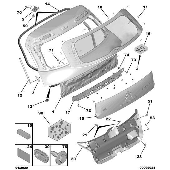Tailgate Weatherstrip - Citroen C4 Catcus 2014-2018 Petrol | 9801003780