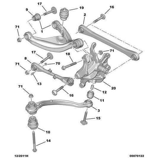 Rear Longitudinal Arm - Citroen C6 2005-2012 Diesel | 9801145780