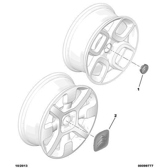 Genuine Peugeot Wheel Badge Cap - Citroen C4 Catcus 2014-2018 Petrol | 98031813Xy