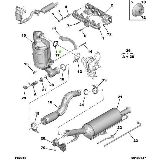 Genuine Exhaust Bracket Seal - Citroen Berlingo 2015-2018 | 9808330980