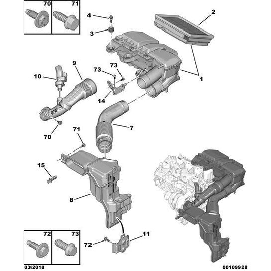 Genuine Peugeot Citroen Berlingo 2018-2021 Diesel Air Hose | 9810921180