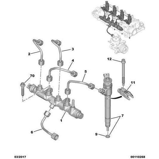 Diesel Injector Supply Pipe - Citroen C5 Air Cross 2018-2021 | 9811737680