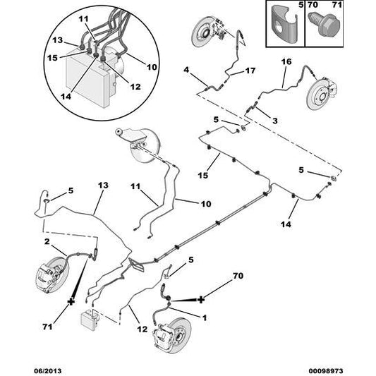 Genuine Peugeot Brake Hose - Citroen C4 Catcus 2014-2018 Petrol | 9812873780