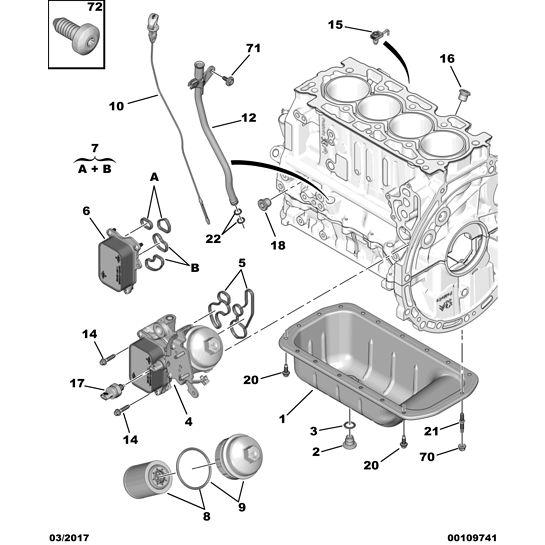 Engine Oil-Water Distrib Chamber - Citroen C5 Air Cross Diesel | 9814294480