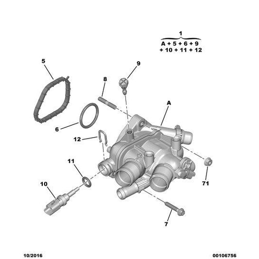 Genuine Peugeot Water Temp Sensor Retaining Clip - Citroen C5 Air Cross 2018-2021 | 9819256880 | 9819256880