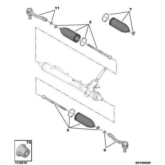Genuine Peugeot Steering Rod Balljoint Kit Left - Citroen Dispatch 2016-2020 Diesel | 9820340080 | 9820340080