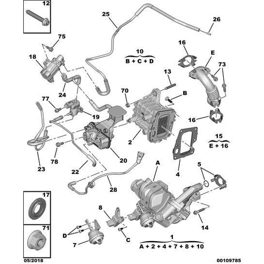 Genuine Peugeot Citroen Relay 2006-2019 Diesel Gas Recirculation Module Seal | 9820966280