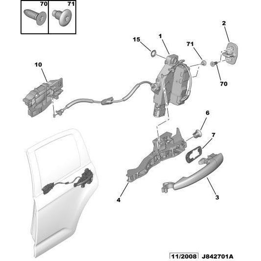 Rear Door Lock - Citroen C3 2009-2013 Petrol | 9800625080