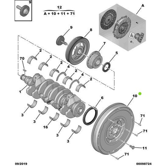 Clutch Dual Flywheel - Citroen C3 Air Cross 2017-2021 Diesel | 9812184080