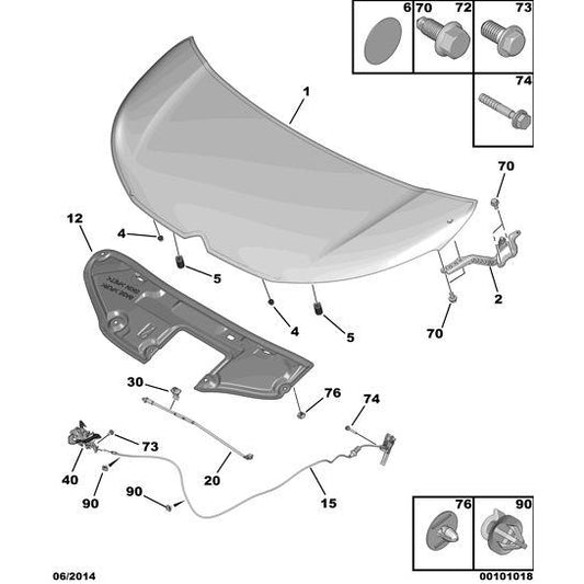 Bonnet Control - Citroen C1 2012-2014 | B000764380