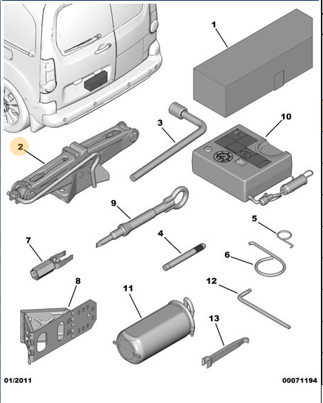 Genuine Peugeot Lifting Jack - Peugeot Partner | 672594 | 672594