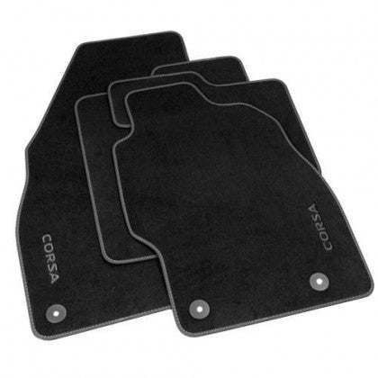 Genuine Velour Carpet Mats - Corsa E - Black & Grey | 39229280