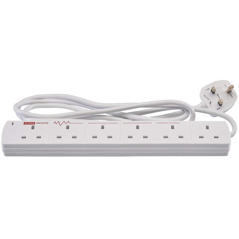 Draper 6 Way Extension Lead with Surge Protection, 2m | 02989