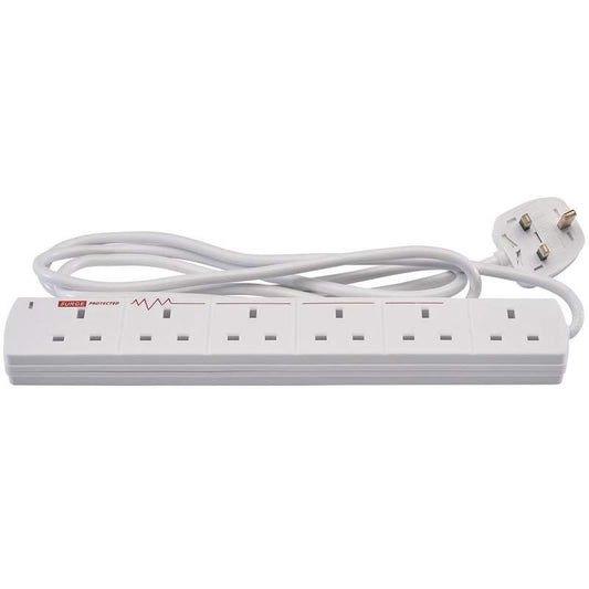 Draper 6 Way Extension Lead with Surge Protection, 2m | 02989