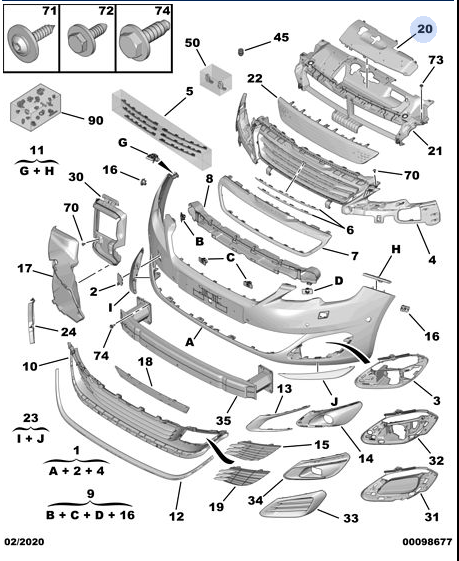 Bumper Range - Peugeot 308 2013-2020 | 98039139XT