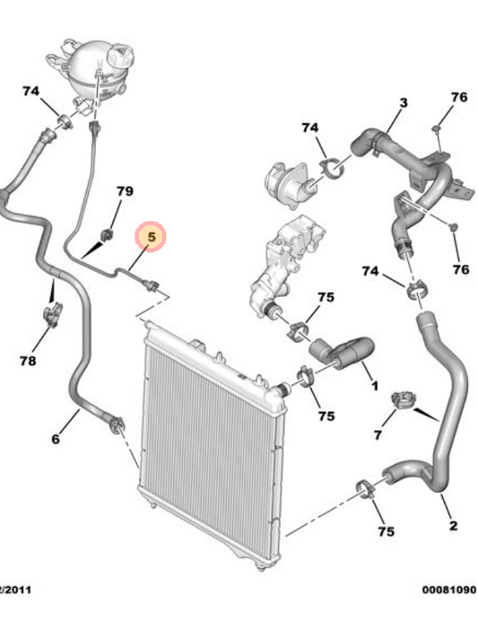 Header Tank to top of Radiator Hose - Citroen C3 | 1323X2